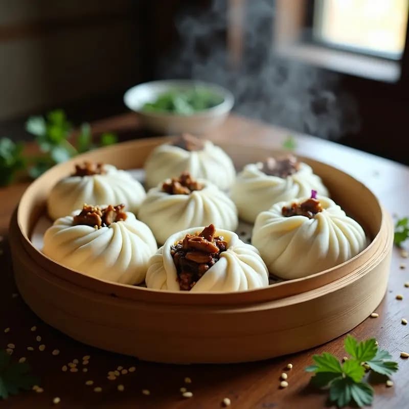 Bao Buns Veganos de Hongos Shiitake: Pan Chino al Vapor Sin Lácteos