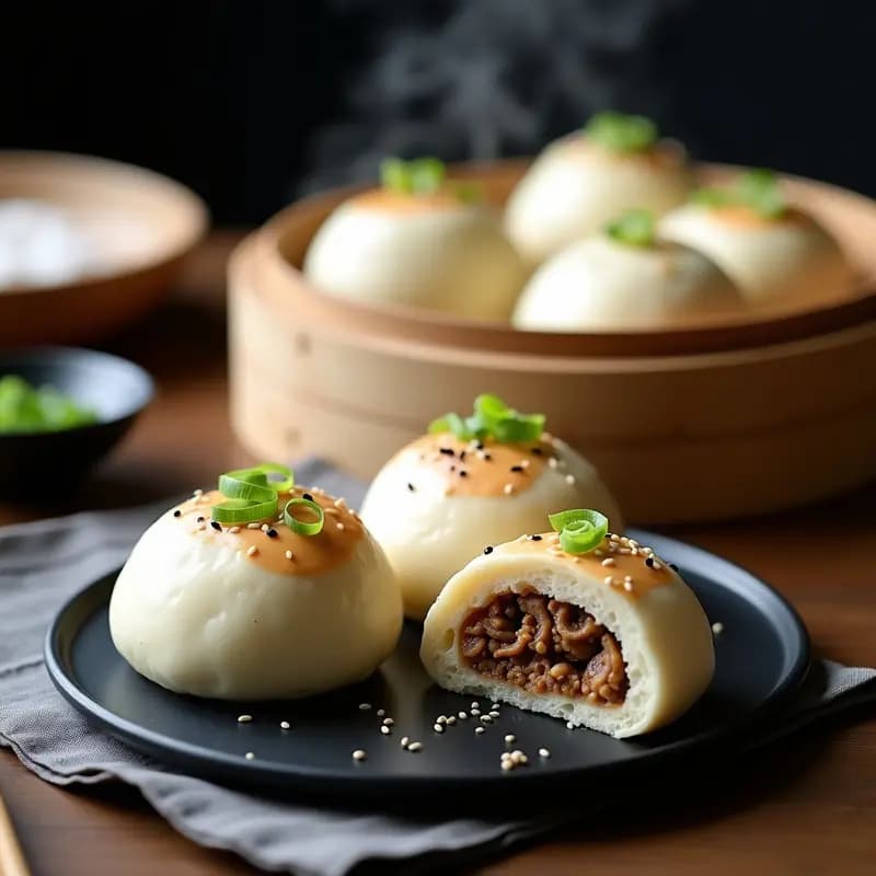 Bao Buns Veganos de Hongos Shitake y Pollo de Soja: Receta China al Vapor en 20 Minutos