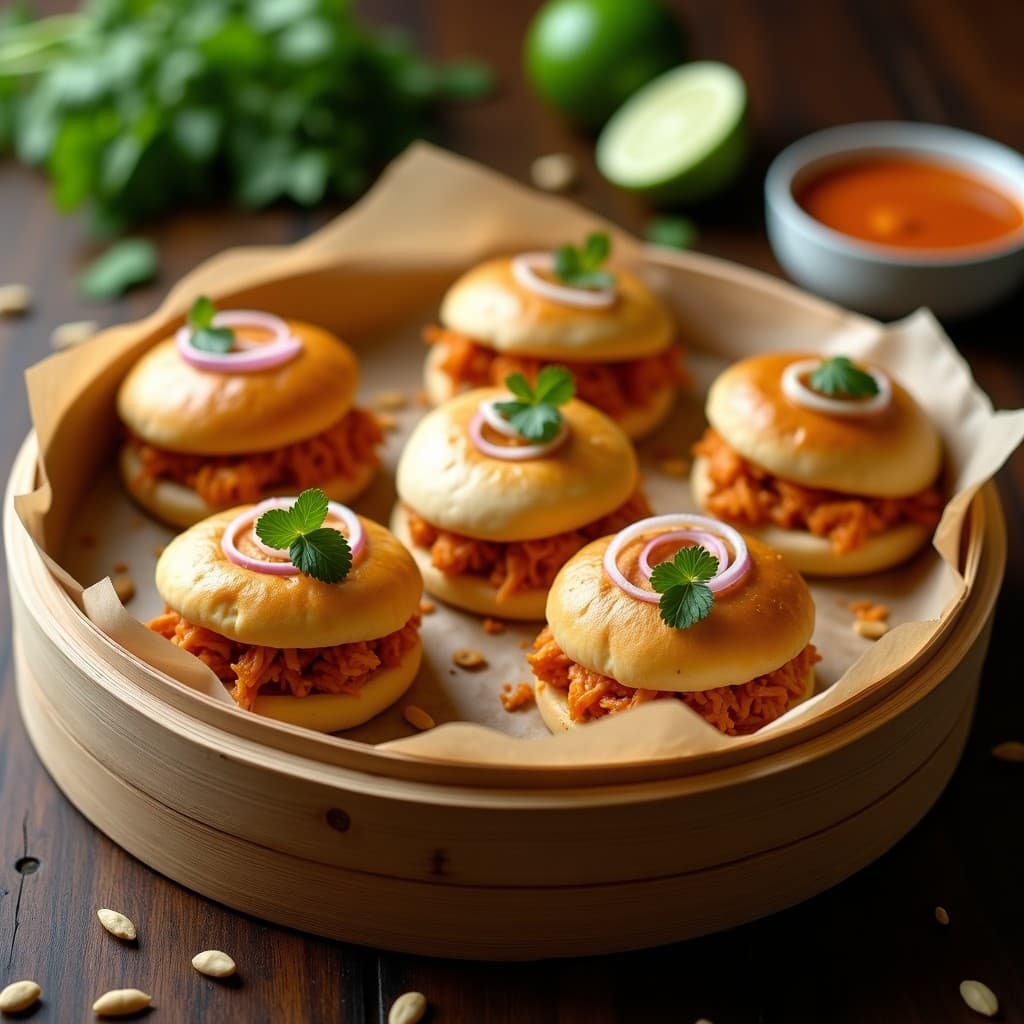 Bao Buns de Jackfruit al Curry Rojo: Receta China Vegana en Airfryer