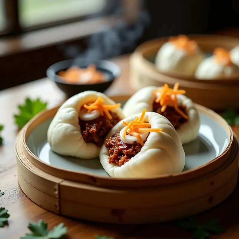 Bao Buns de Jackfruit Desmenuzado y Encurtidos de Daikon: Receta Vegana al Vapor