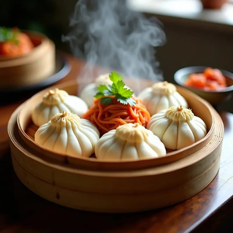 Bao Buns de Jackfruit y Kimchi Vegano: Receta China en Vaporera Rápida
