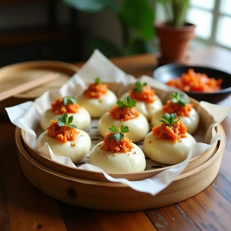 Bao Buns de Jackfruit y Kimchi: Receta China Vegana con Toque Picante y Fermentado