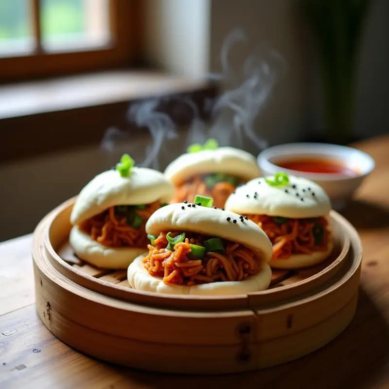 Bao Buns de Jackfruit al Vapor con Salsa Hoisin: Aperitivo Chino Vegano y Sin Gluten