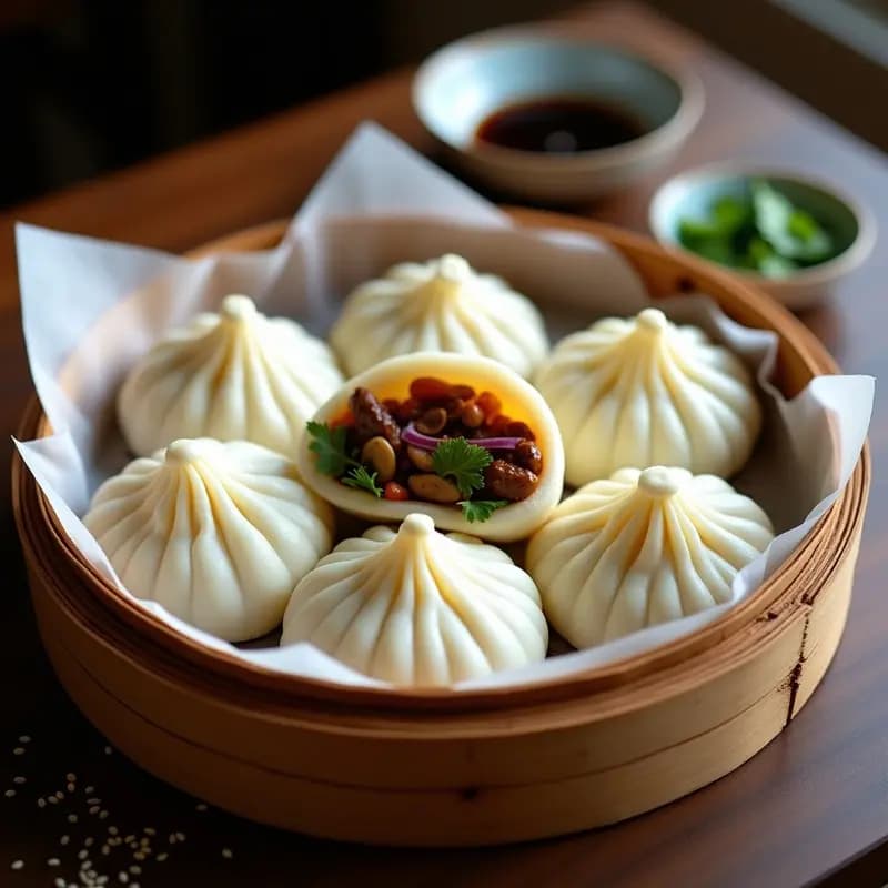 Bao Buns de Lentejas Rojas con Setas Shiitake: Receta China Vegana al Vapor