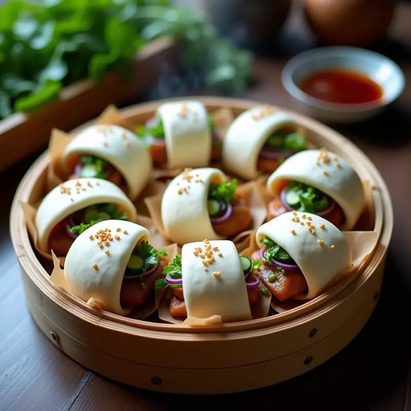 Bao Buns al Vapor con Patito y Hoisin: Receta China de Aperitivo en Thermomix