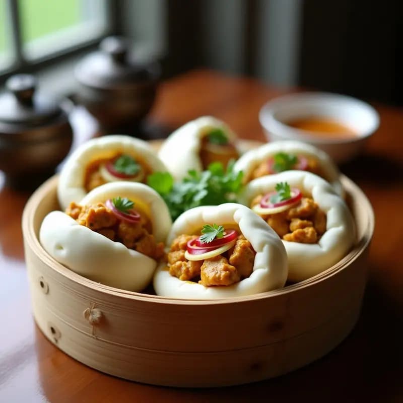 Bao Buns de Pollo al Curry: Receta China al Vapor con Toque Indio