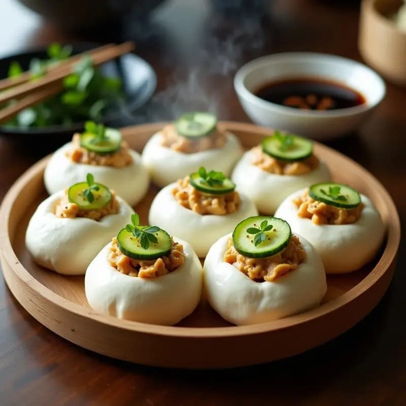 Bao Buns Chinos Rellenos de Pollo al Vapor y Pepino: Receta Callejera en Olla Lenta
