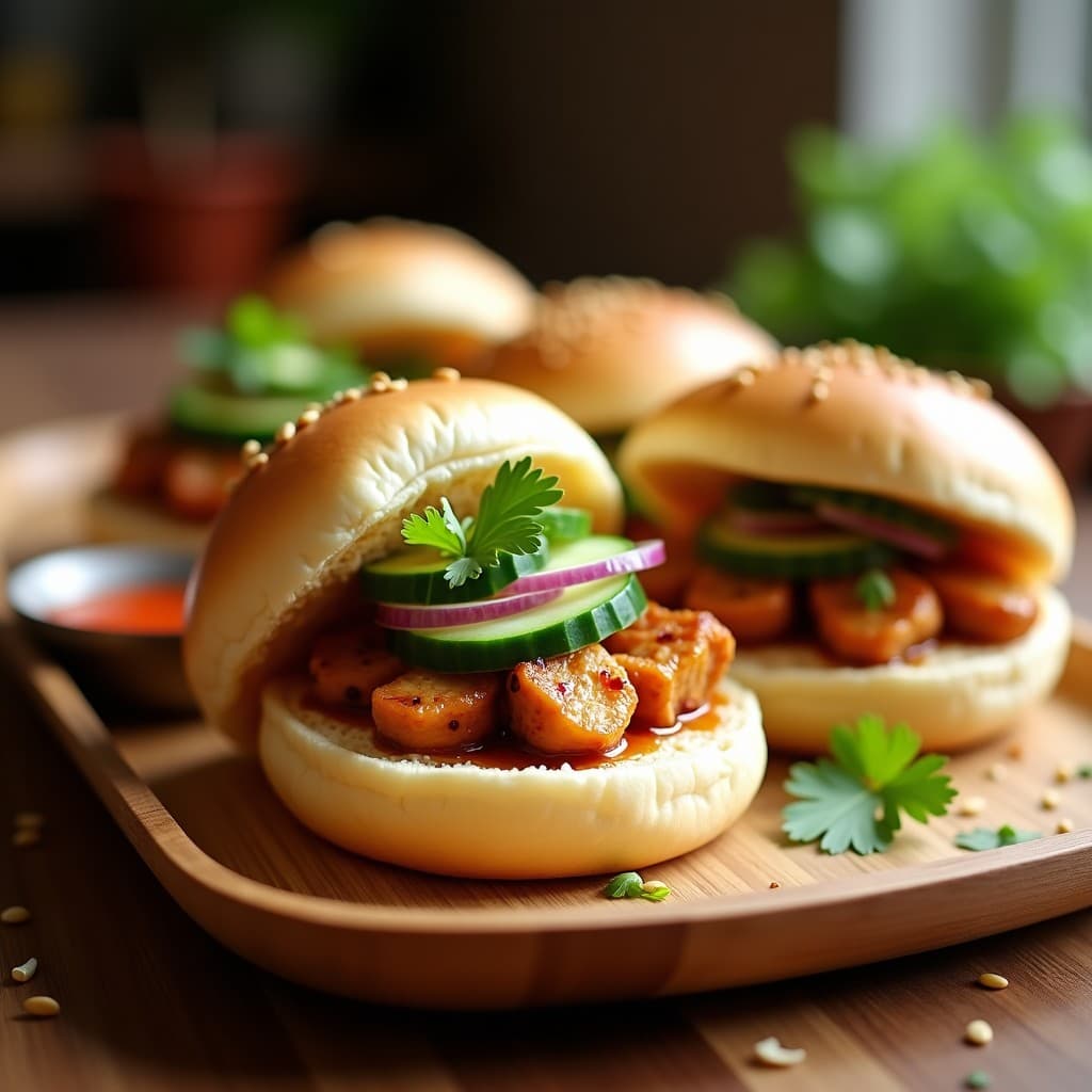 Bao Buns de Pollo Teriyaki y Pepino: Receta China en Airfryer con Toque Picante