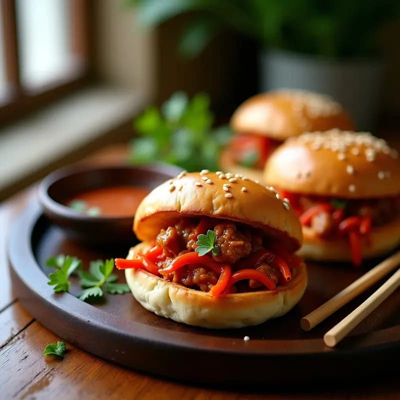 Bao Buns de Pollo Teriyaki y Kimchi: Entrante Chino en Airfryer con Masa de Coliflor