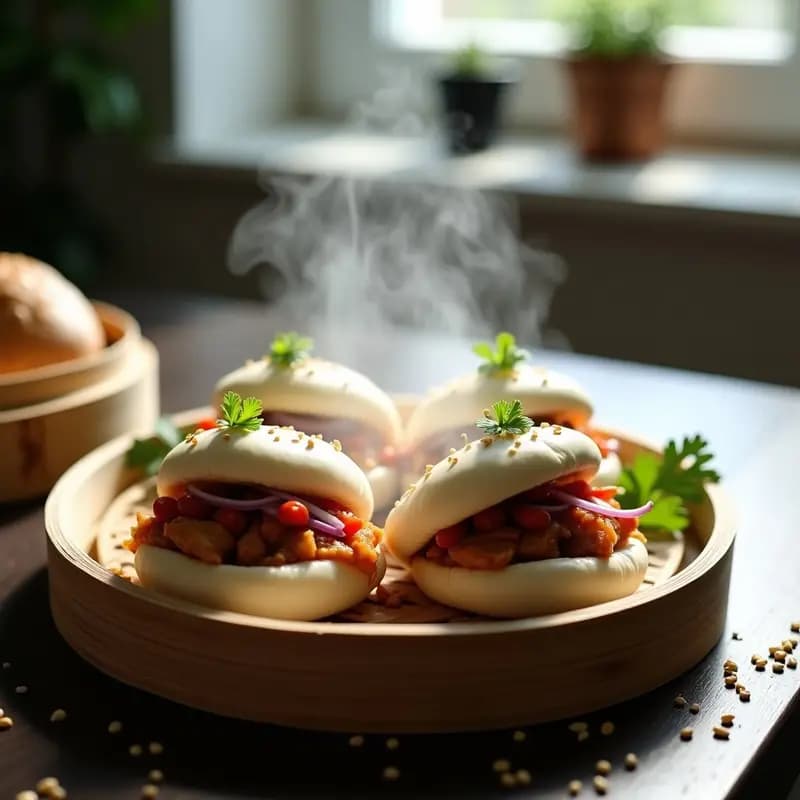Bao Buns de Pollo Teriyaki: Receta China en Olla al Vapor con Pan Esponjoso