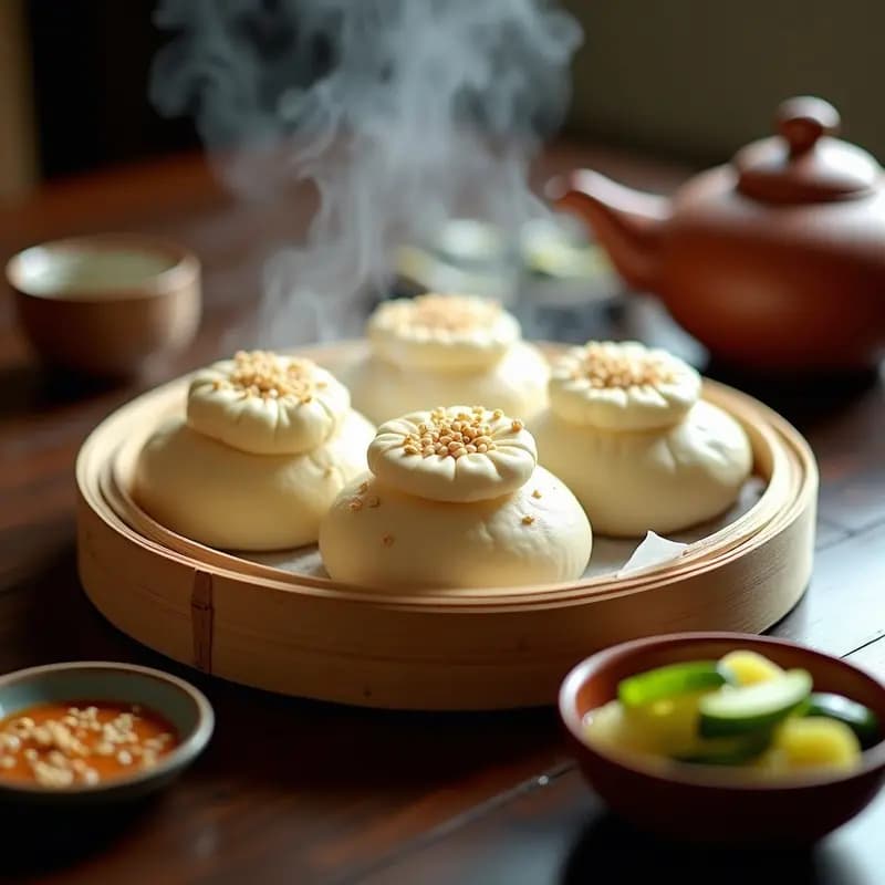 Bao Buns de Pollo al Vapor con Pepinillos en Vinagre: Receta China en Thermomix