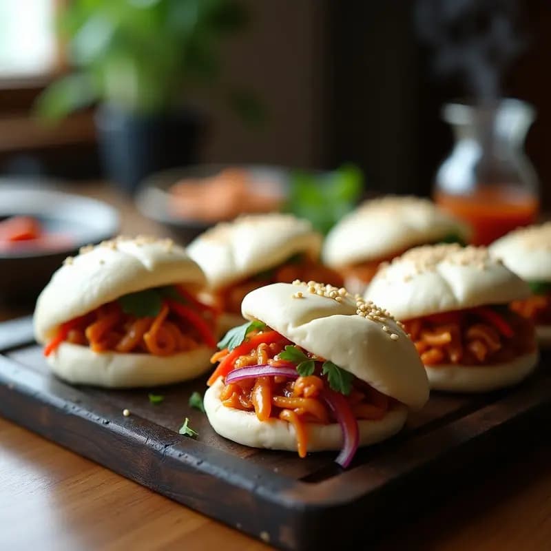 Bao Buns de Pollo Vegano y Kimchi: Receta China al Vapor Sin Gluten