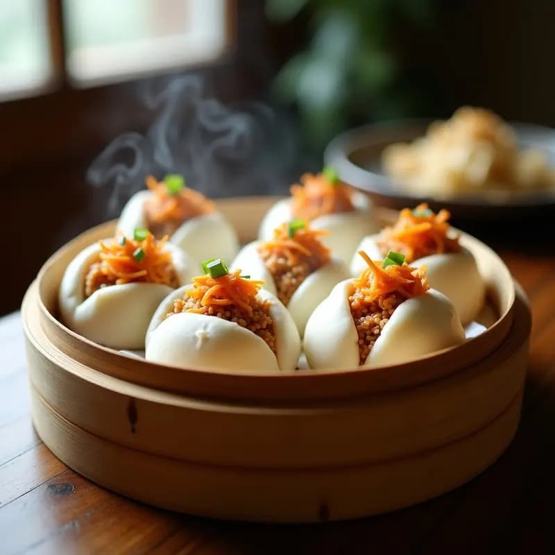 Bao Buns Veganos de Pollo de Seitán y Encurtidos de Zanahoria: Receta China para Congelar