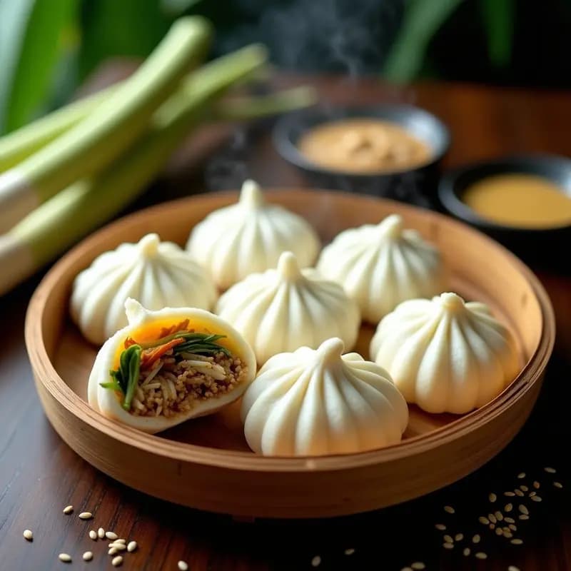 Bao Buns Veganos de Jackfruit y Col China: Receta Tailandesa al Vapor