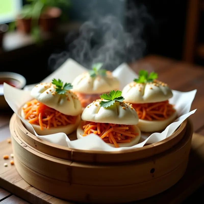 Bao Buns Veganos de Jackfruit y Kimchi: Receta China en Steam y Sin Colesterol