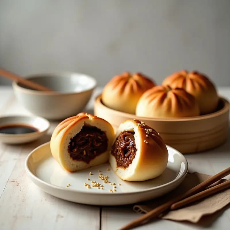 Bao Buns Veganos de Champiñones Portobello: Panecillos Chinos al Vapor con Relleno Sabroso
