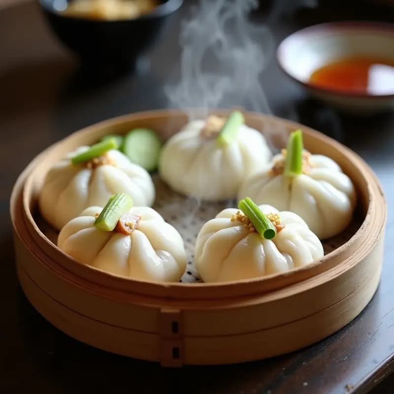 Bao de Cerdo Asado y Pepino: Panes al Vapor Chinos con Relleno Jugoso