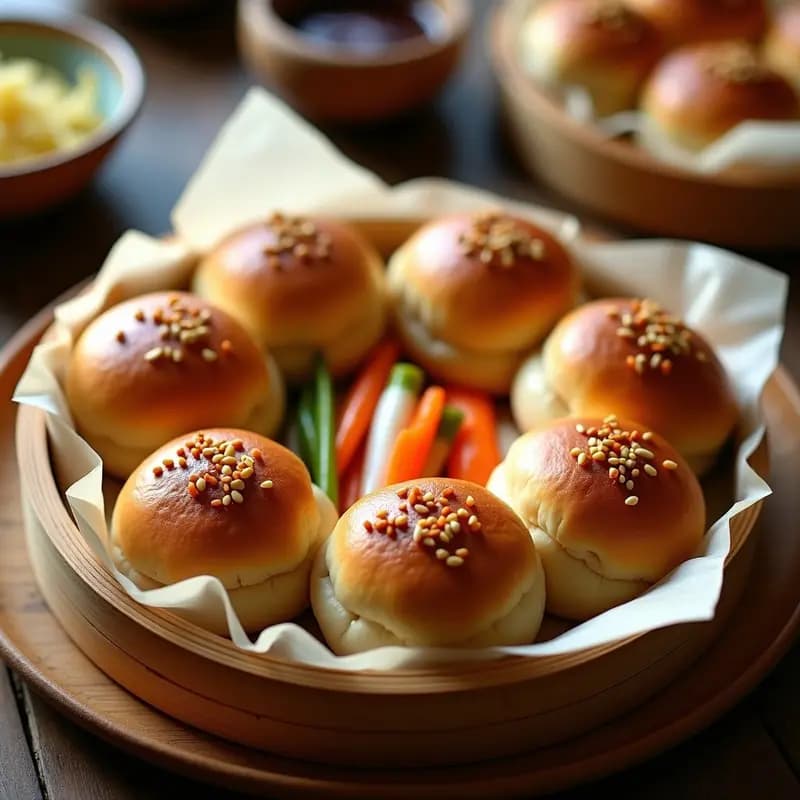 Bao de Cerdo Barbacoa y Encurtidos: Panecillos Chinos al Vapor para Tupper