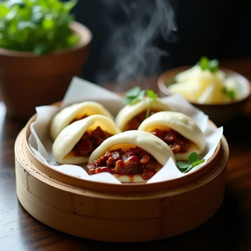 Bao de Cerdo BBQ y Encurtidos de Rábano Daikon: Receta China al Vapor con Sabor Ahumado
