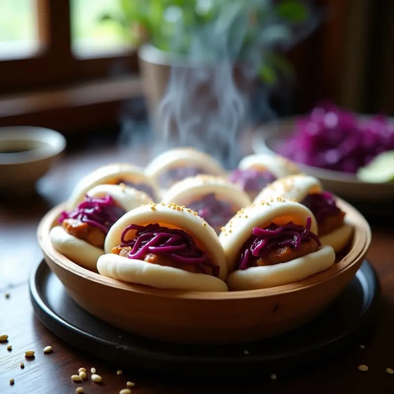 Bao de Cerdo Desmenuzado y Col Morada: Receta China al Vapor en Olla Rápida