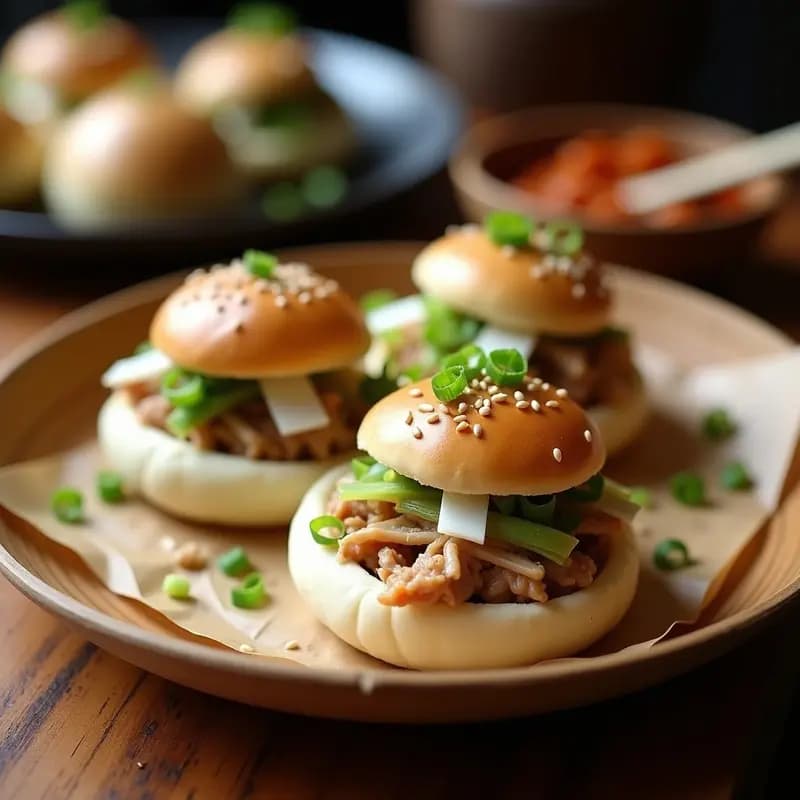 Bao de Cerdo Desmenuzado con Encurtidos de Rábano: Receta China Gourmet en Vaporera