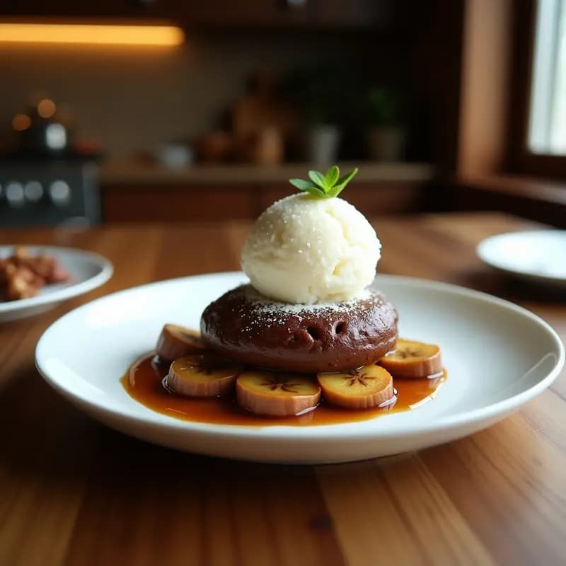 Bao de Chocolate y Plátano con Helado de Coco: Postre Chino Fusión Dulce-Salado