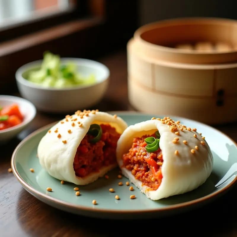 Bao de Chorizo Vegano y Kimchi: Receta China Picante y Fermentada