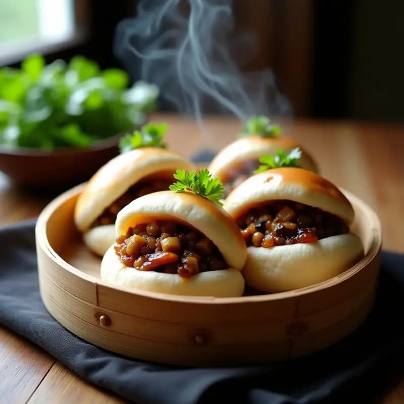 Bao de Hongos Portobello y Cebolla Caramelizada: Receta China Vegana al Vapor