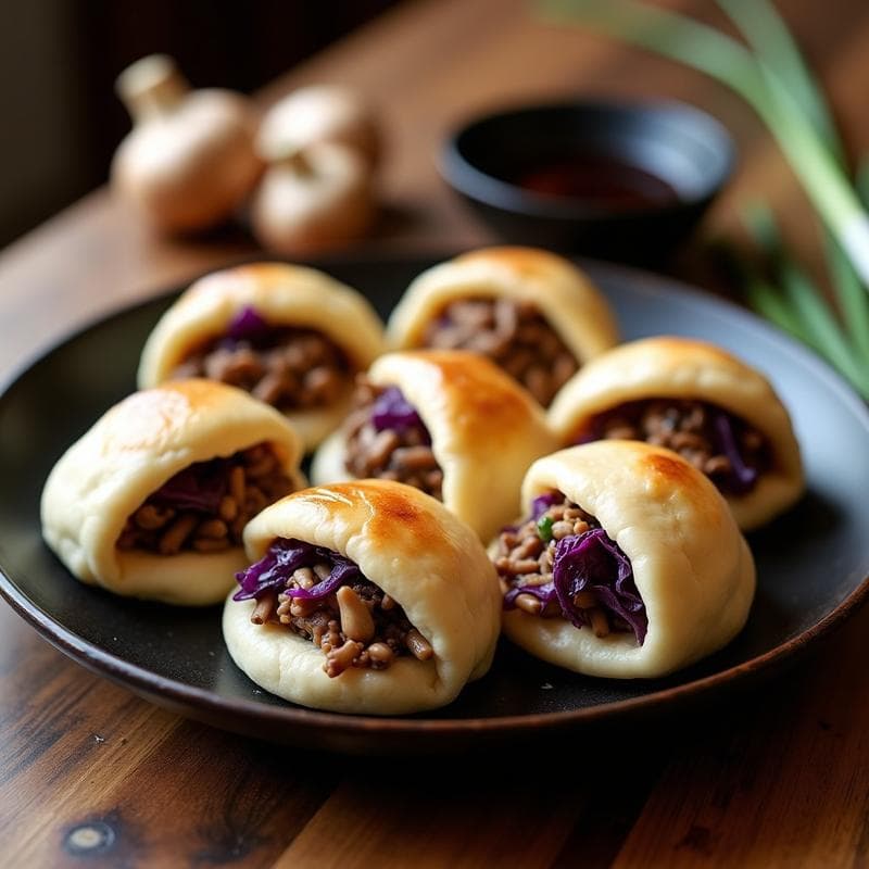 Bao Veganos de Hongos Shiitake y Lechuga Morada: Receta China al Vapor en Airfryer