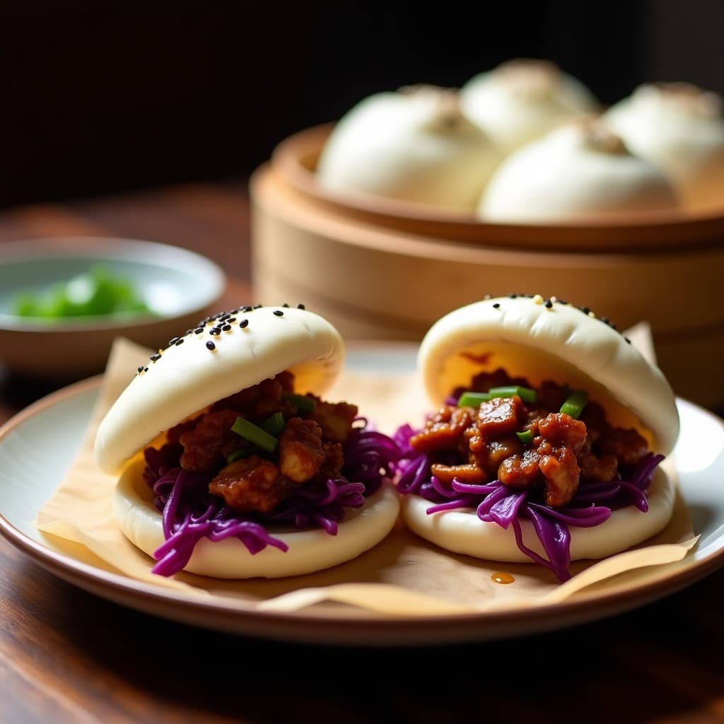 Bao de Jackfruit Barbacoa con Col Morada Fermentada: Receta China Vegana en Olla Express
