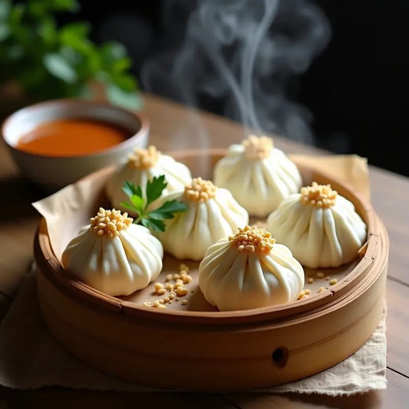 Bao Veganos de Jackfruit y Cacahuete: Receta China al Vapor con Salsa Satay