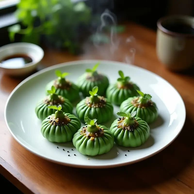Bao de Pollo al Curry y Cebolla Morada: Receta China al Vapor con Masa de Espirulina
