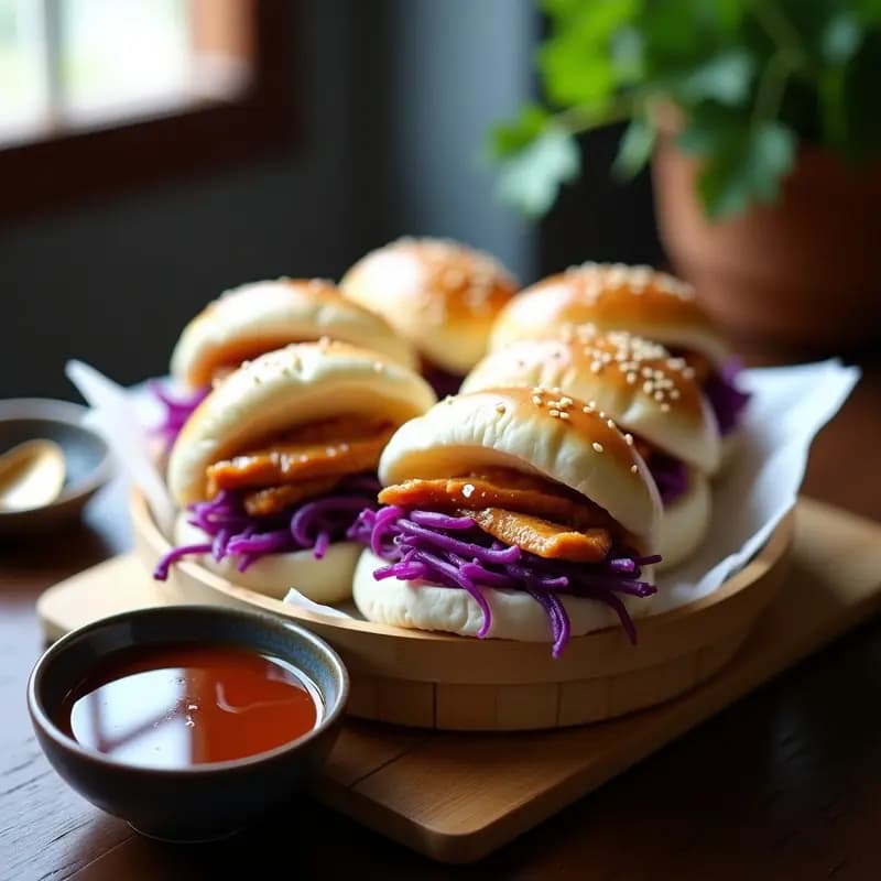 Bao de Pollo Teriyaki y Repollo Morado: Receta China en Olla Exprés con Toque Dulce