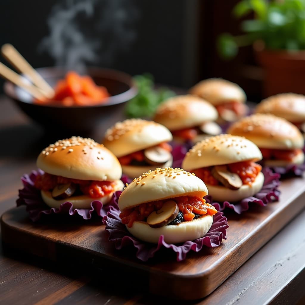 Bao de Hongos Portobello y Kimchi Vegano: Receta Fusion Coreano-China en OllaExprés