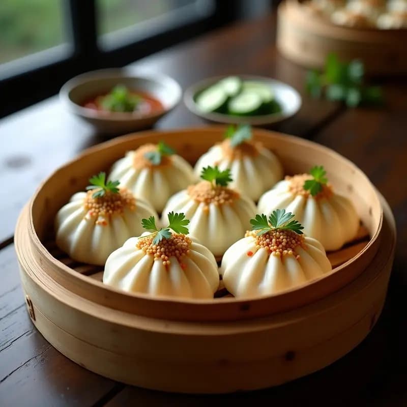 Bao al Vapor de Cerdo Desmenuzado con Hoisin y Pepino: Receta Chino-Taiwanesa Tradicional