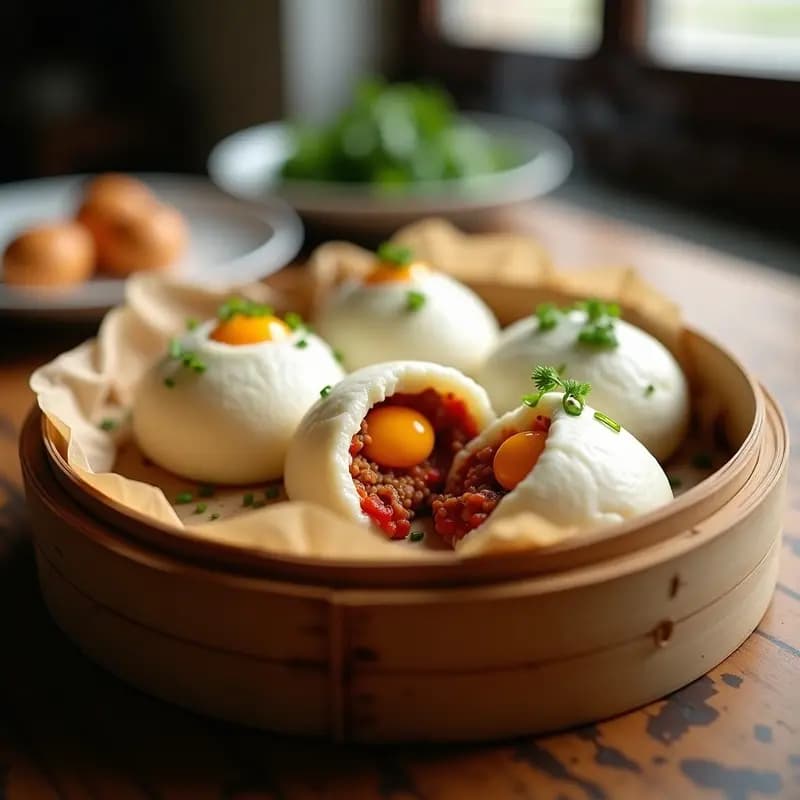 Bao al Vapor Rellenos de Cerdo y Shakshuka de Huevos: Receta China Fusion en 25 Minutos