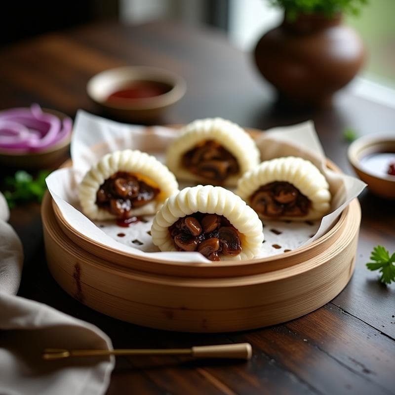 Bao Vegan de Champiñones Portobello: Receta al Vapor con Salsa Hoisin Casera