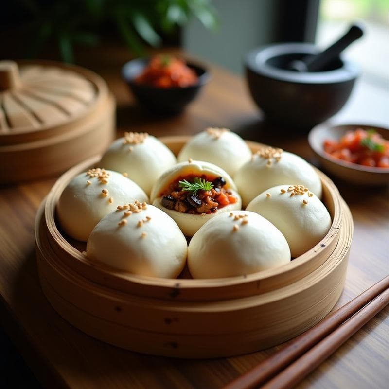 Bao Vegano de Hongos Shiitake y Kimchi: Receta al Vapor con Toque Coreano en 20 Minutos