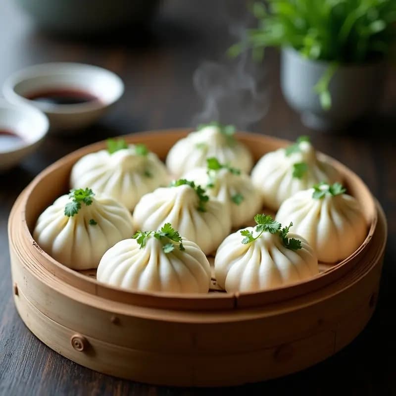 Bao Vegano de Hongos Shiitake y Puerro: Panecillos Chinos al Vapor en 25 Minutos