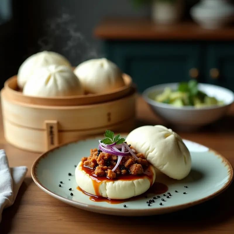 Bao Vegano de Jackfruit Adobado con Ensalada de Pepino: Receta China en Steamers