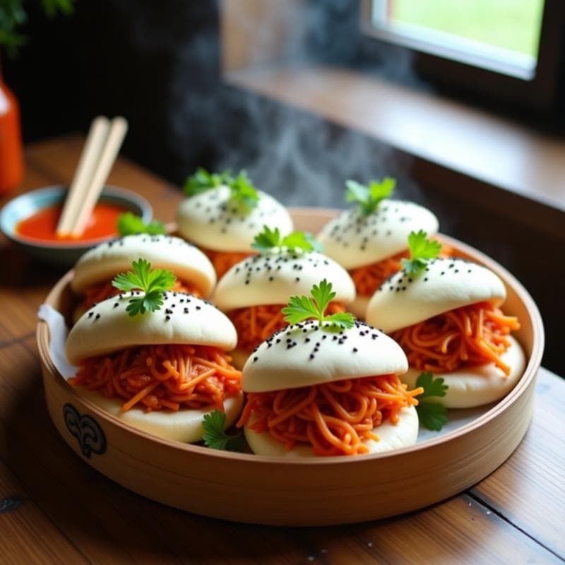 Bao Vegano de Jackfruit y Kimchi: Receta Coreana al Vapor con Toque Picante