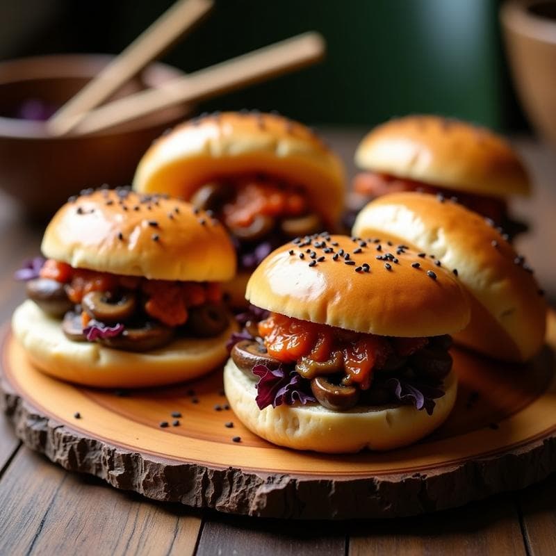 Bao Vegano de Champiñones Portobello y Kimchi: Receta Coreana en Airfryer con Sabor Umami