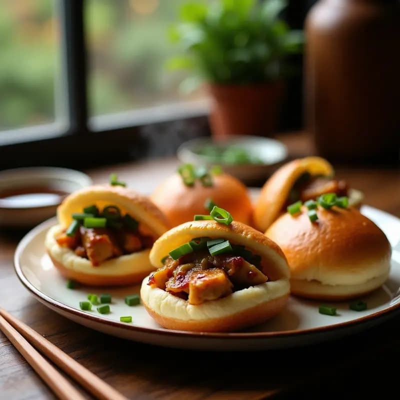 Bao Vegano de Pollo de Seitán y Pepinillos Encurtidos: Receta China en Airfryer