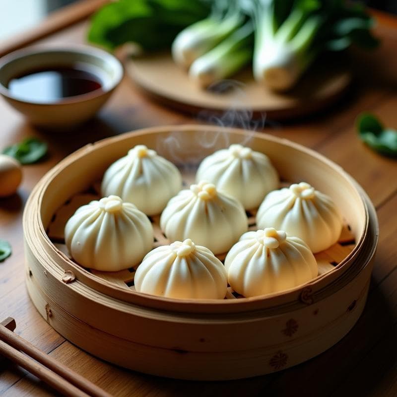 Bao Veganos al Vapor de Shitake y Bok Choy: Receta China en 20 Minutos con Toque Umami