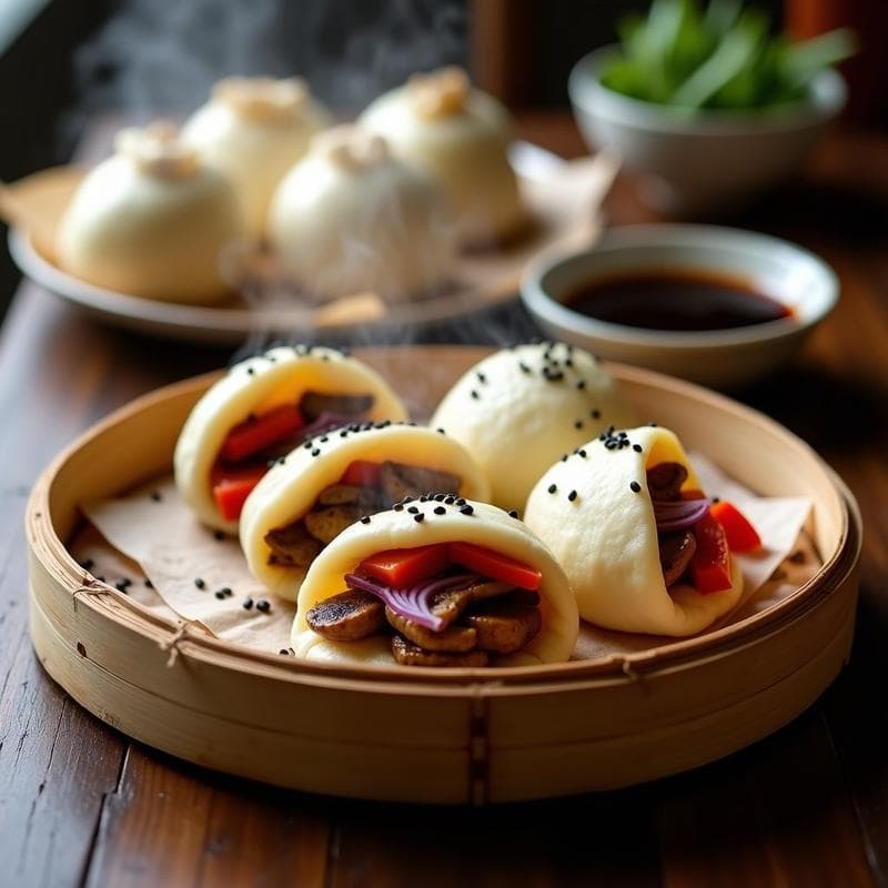Bao Veganos de Champiñones Portobello: Receta al Vapor con Salsa Teriyaki sin Gluten