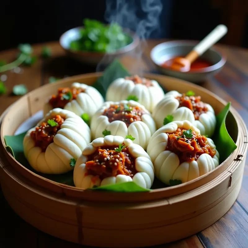Bao Vfanos al Vapor Rellenos de Jackfruit BBQ: Receta China Vegana y Sin Gluten