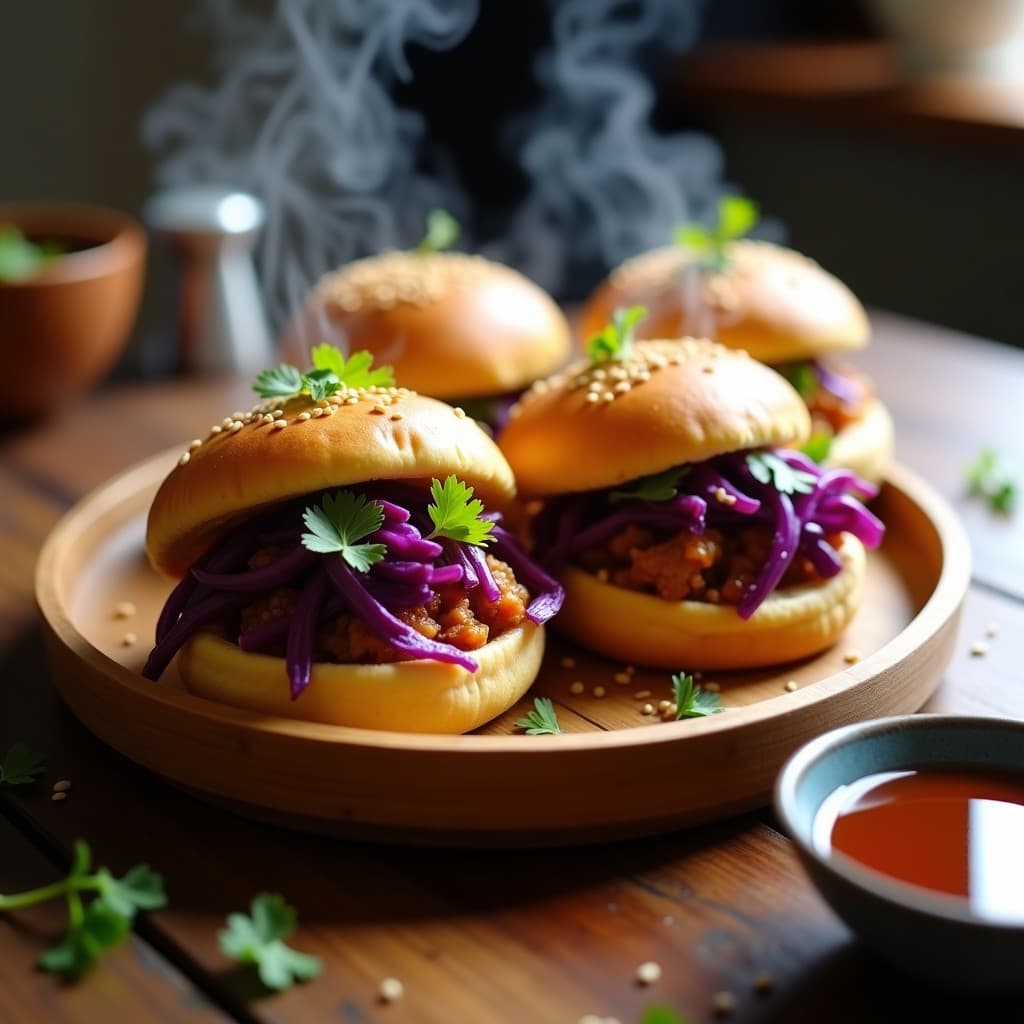 Bao Veganos de Jackfruit y Repollo Morado con Salsa Hoisin de Dátiles: Receta China en Airfryer