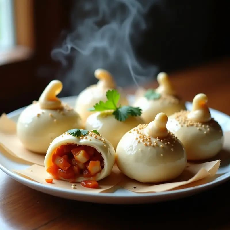 Bao Veganos de Vapor Rellenos de Jackfruit y Kimchi: Receta China Sin Carnes