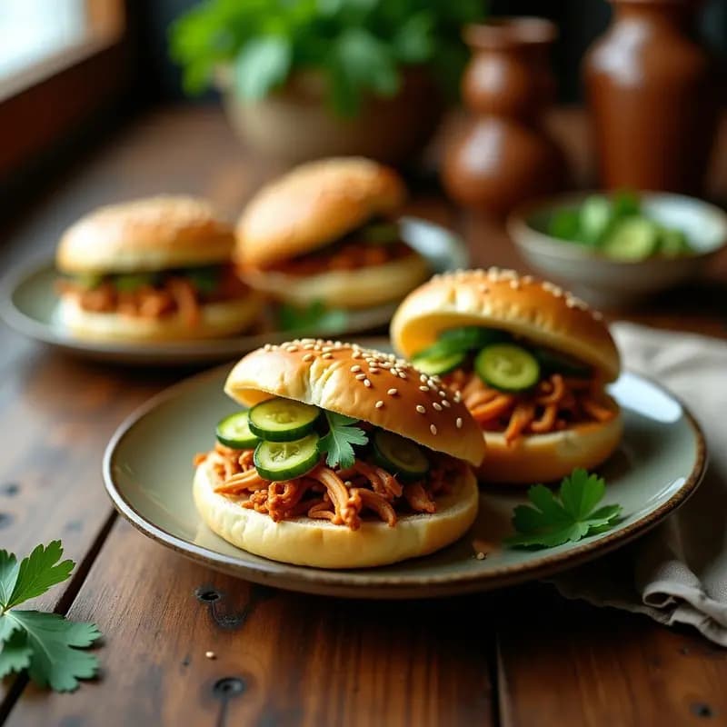 Bao Veganos de Pollo de Seitán y Pepino Enescabechado: Receta China en Airfryer