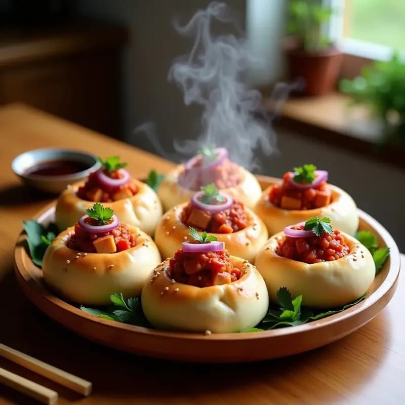 Bao Veganos de Tofu Marinado y Kimchi: Receta China en Airfryer sin Gluten